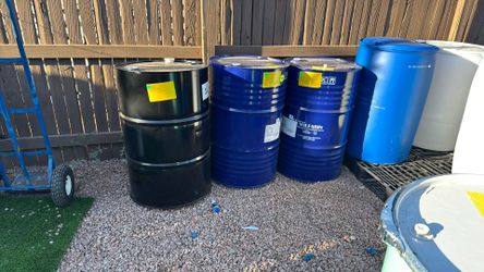 3 metal barrels 55 gallons $8 each