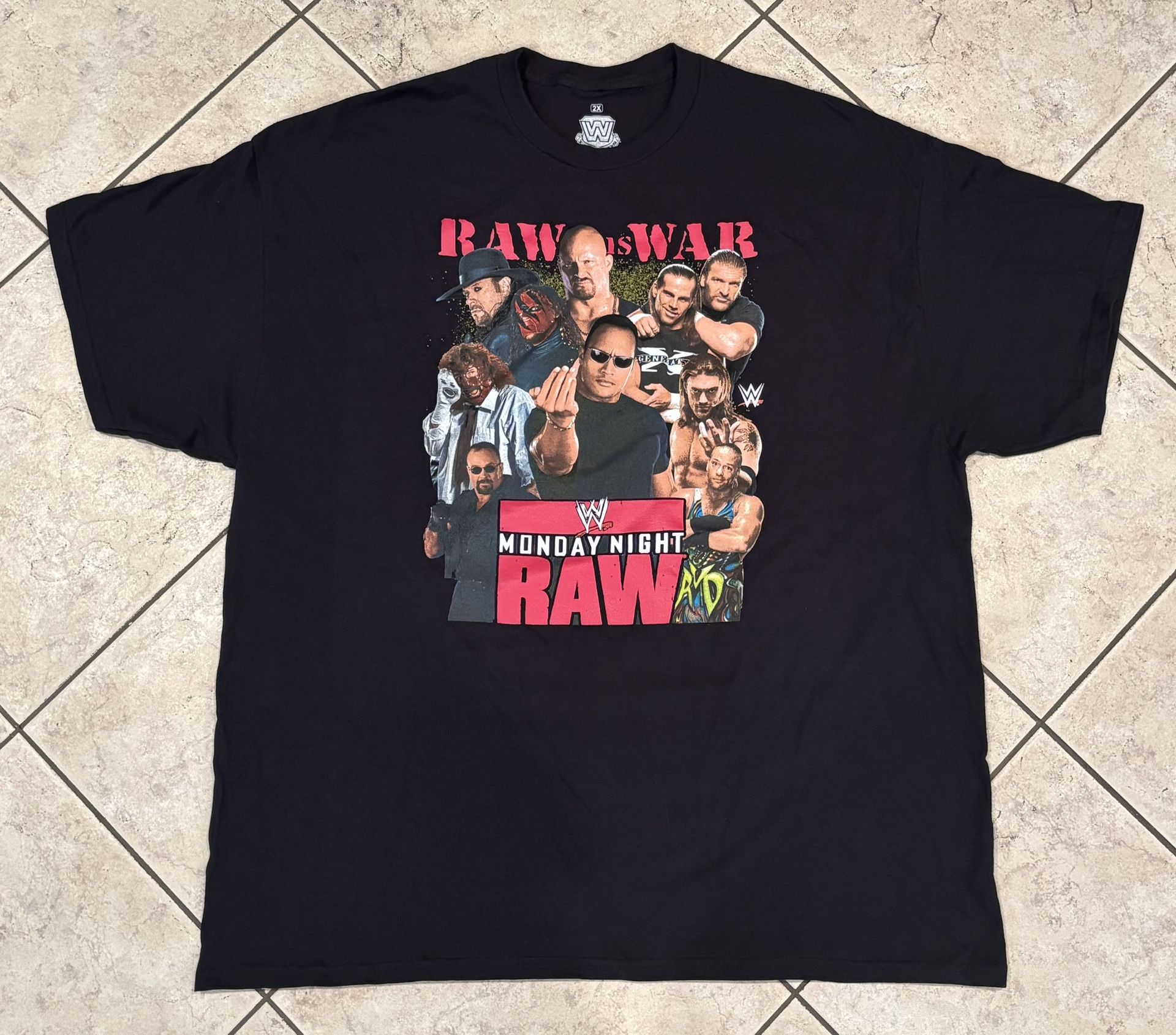 WWE WWF Raw Is War Monday Night Raw T-shirt Black Size 2XL NWOT