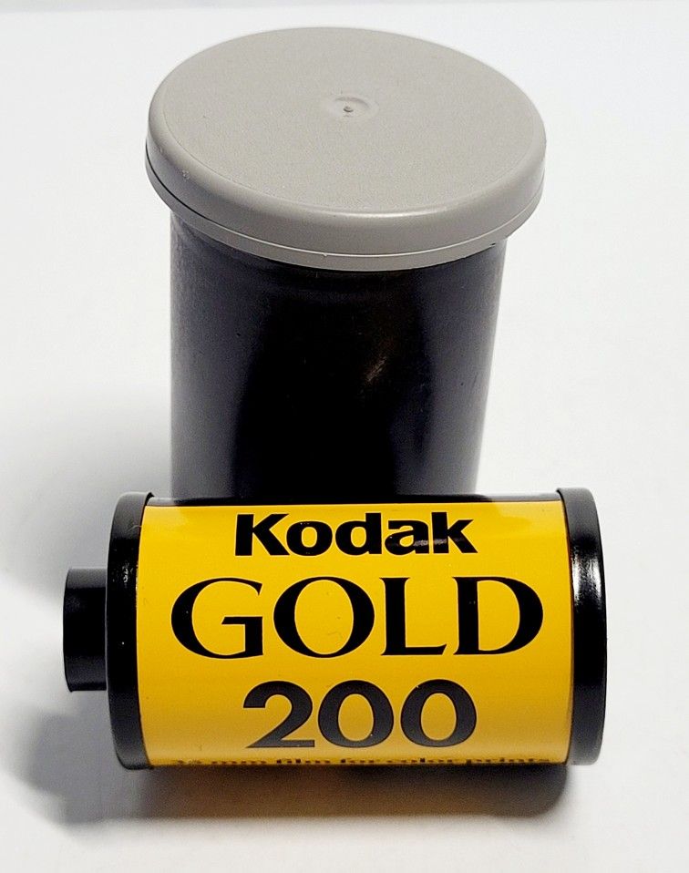 Vintage Unused Kodak Gold 200 35mm Color Film 24 Exposures New In Gray Canister Expiration Date Unknown. Kodak Gold 200 is a low-speed color negative 