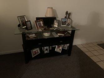 Glass top side table.