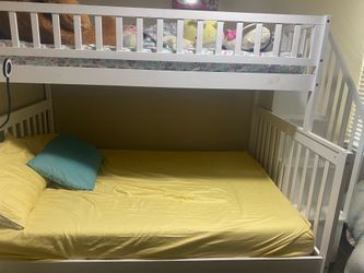 Twin over full bunkbed with staircase and storage and twin mattress