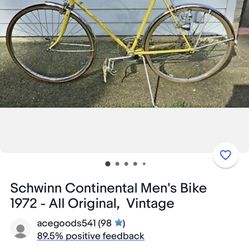 Schwinn Continental Men Bike 1972