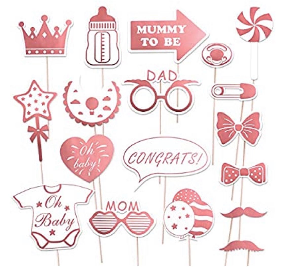 18 piece photo booth props for baby shower / party