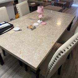 Dining Table w/ 4 Fabric Chairs 