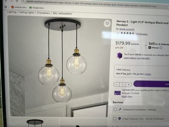 3 Light Modern Chandelier NEW