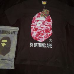 BRAND NEW, Bape Shirt (pink And Black Color Way)