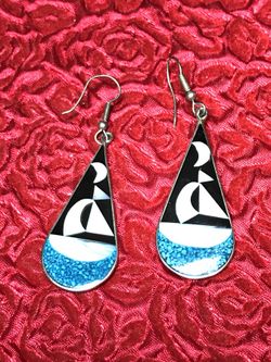 Mexican Inlaid Shell Earrings