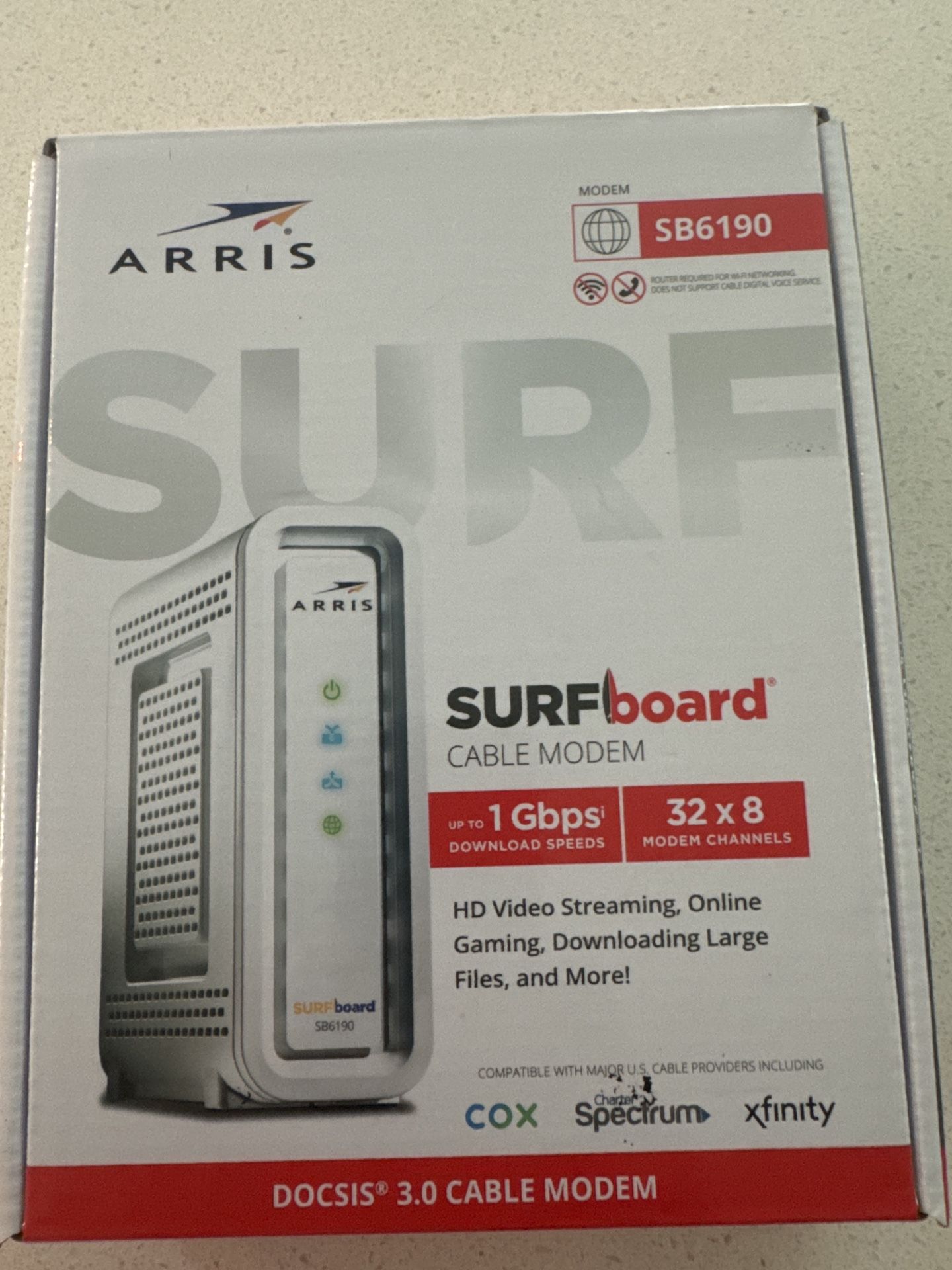 NEW Arris SURFboard SB6190 Cable Modem – DOCSIS 3.0