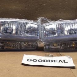 #193 Fit 99-07 GMC Sierra/Yukon Chrome Amber LED DRL Strip Headlight 