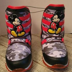 Mickey Mouse Light Up Camo Snow Boots - Size 10