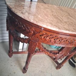 Antique  Rose Wood  Marble  Entry Table