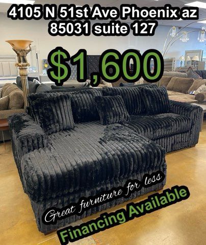 Sectional Black Fabric Brand New