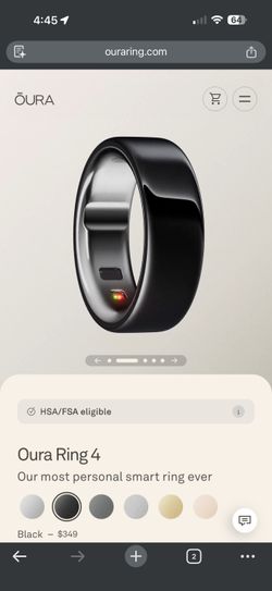 Brand New Unused Oura Ring 4 Black Size 10