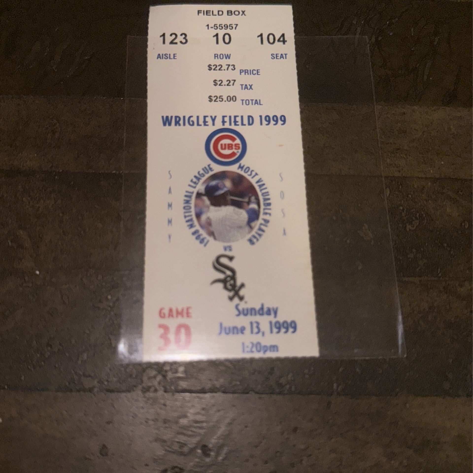 Cubs Ticket: June 13, 1999 Cubs Vs White Sox