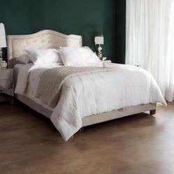 New Full Size Beige Tan Curvaceous Upholstered Bed