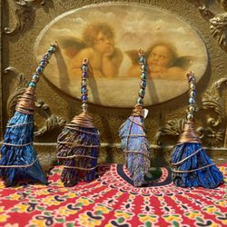 Aura Kyanite Crystal Witch Broom Necklace Charm