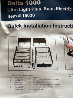Medical Bed Semi Electric Raises Head & Foot Twin Long Mat Side Rails - Crank Raises Bed Higher