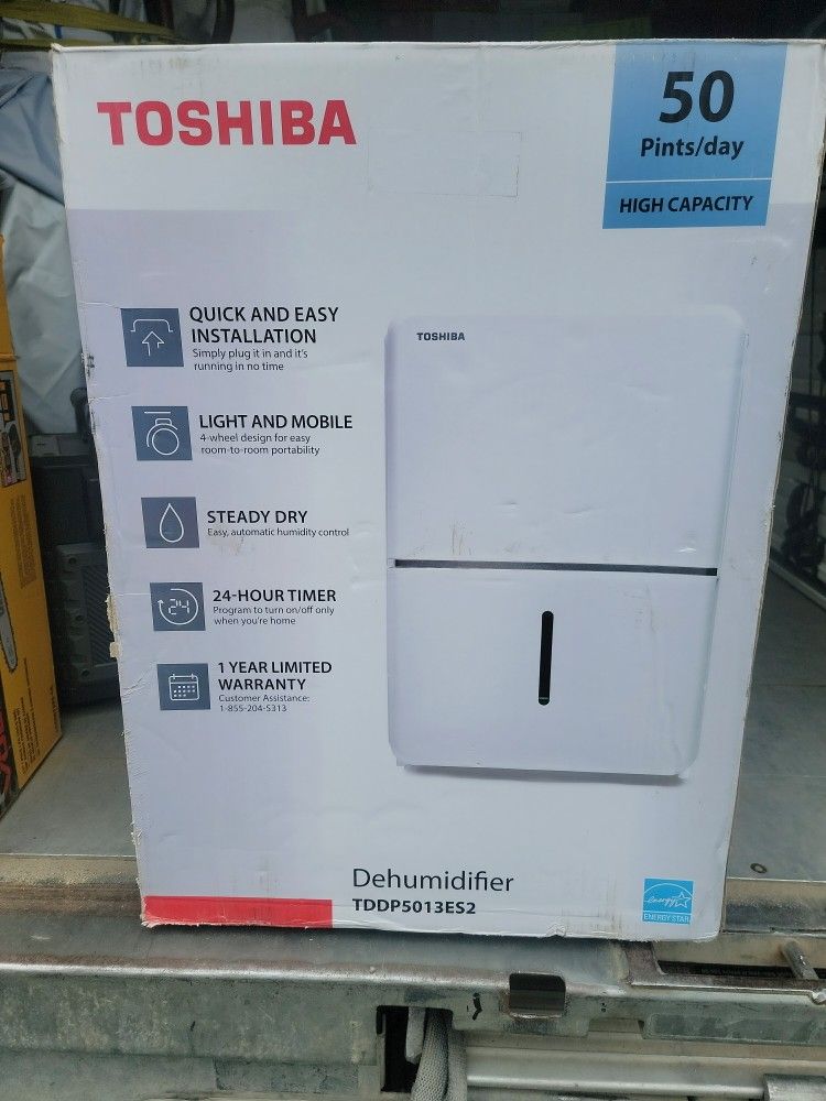 TOSHIBA 50-PINT 115-VOLT ENERGY STAR MOST EFFICIENT DEHUMIDIFIER WITH CONTINUOUS OPERATION FUNCTION COVERS UP TO 4,500 SQ. FT.
