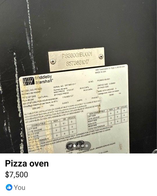 Oven $7500