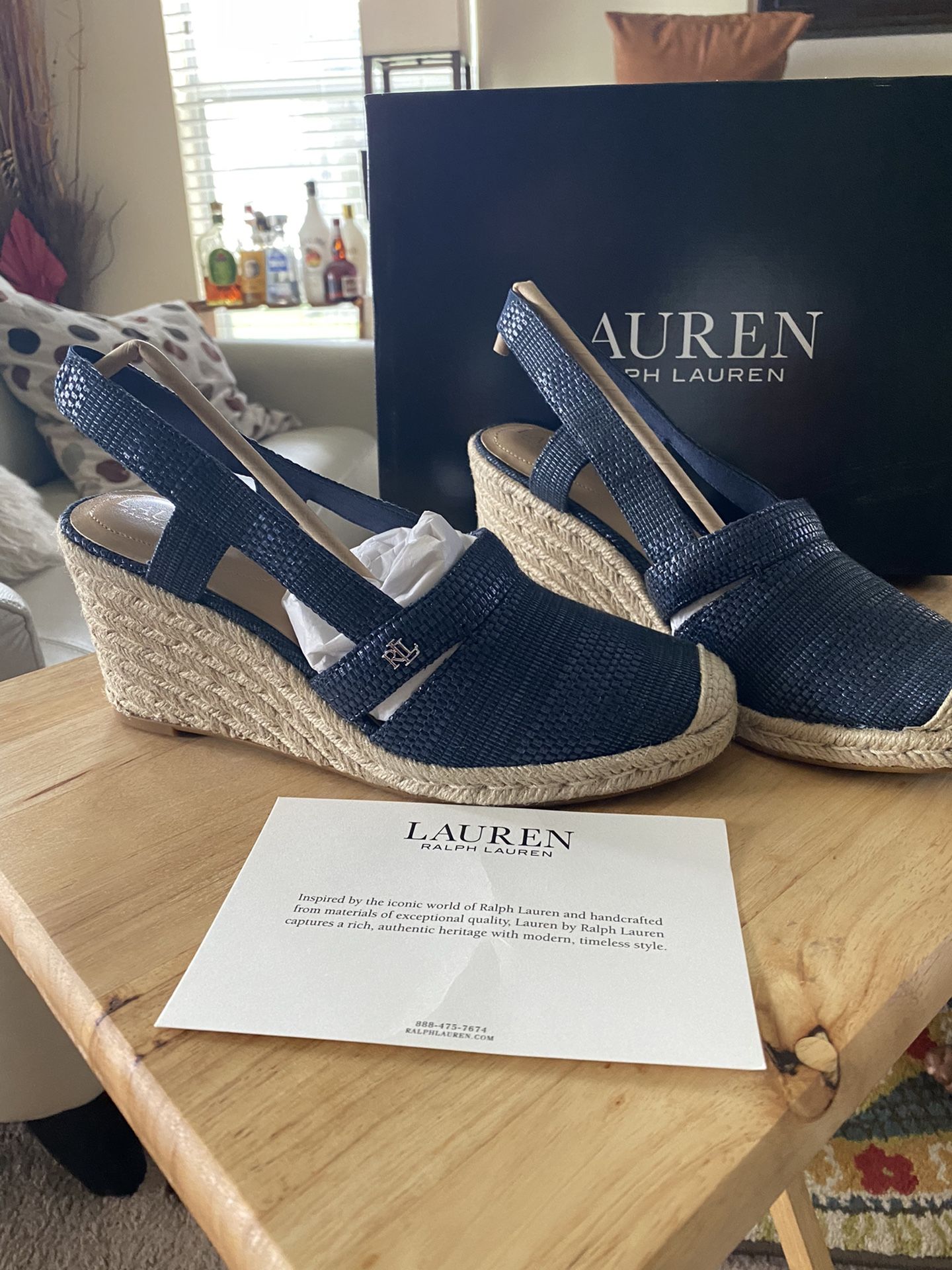 Ralph Lauren Navy Wedges Size 9