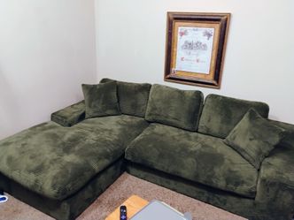 Olive Green Boneless Sectional Couch