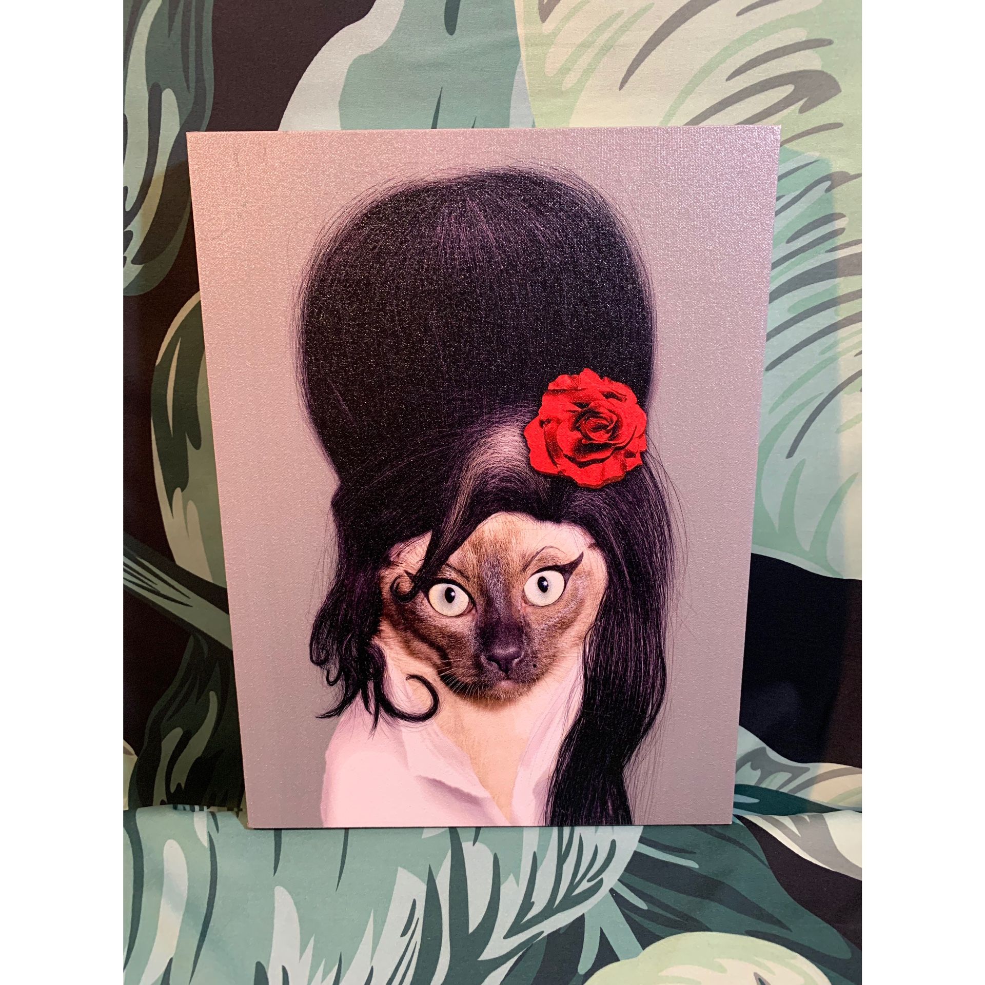 Pets Rock Amy Winehouse Cat Canvas Empire Art Wall Decor Tattoo 15.75” x 12” x 1.5”