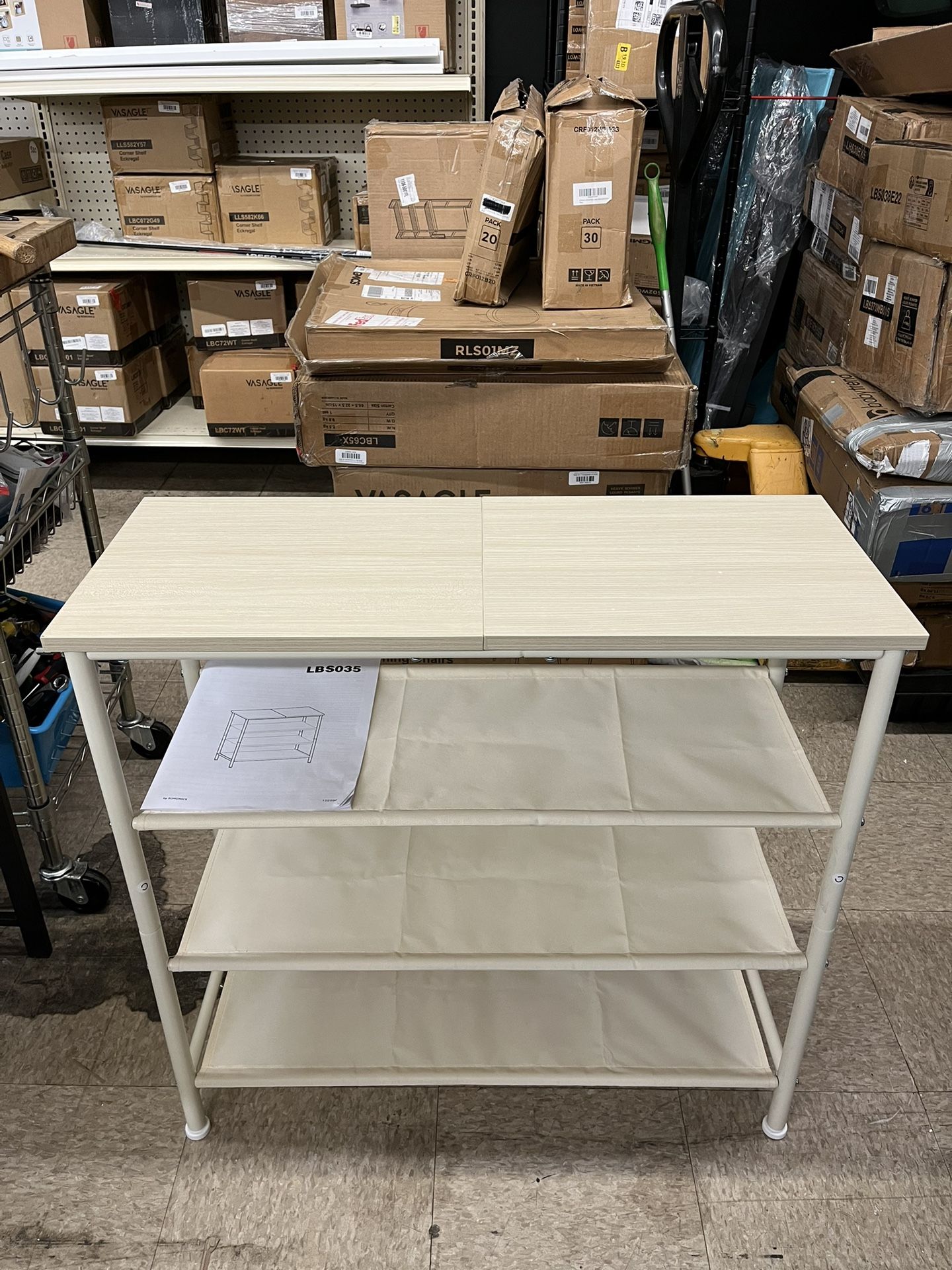 VASAGLE 4 Tier Shoe Rack Storage Organizer for Entryway and Closet - Natural Beige