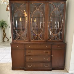 Vintage Solid Wood China Cabinet - Excellent Condition