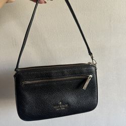 Kate Spade black Pebbled Leather Mini Shoulder bag Purse Convertible Wristlet 