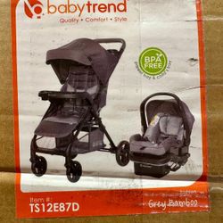 Baby Trend Passport Cargo Stroller Travel System with Infant Car Seat Grey Bamboo