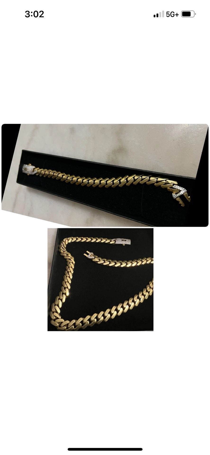 10k Gold Cuban Chain An Bracelet Hollow
