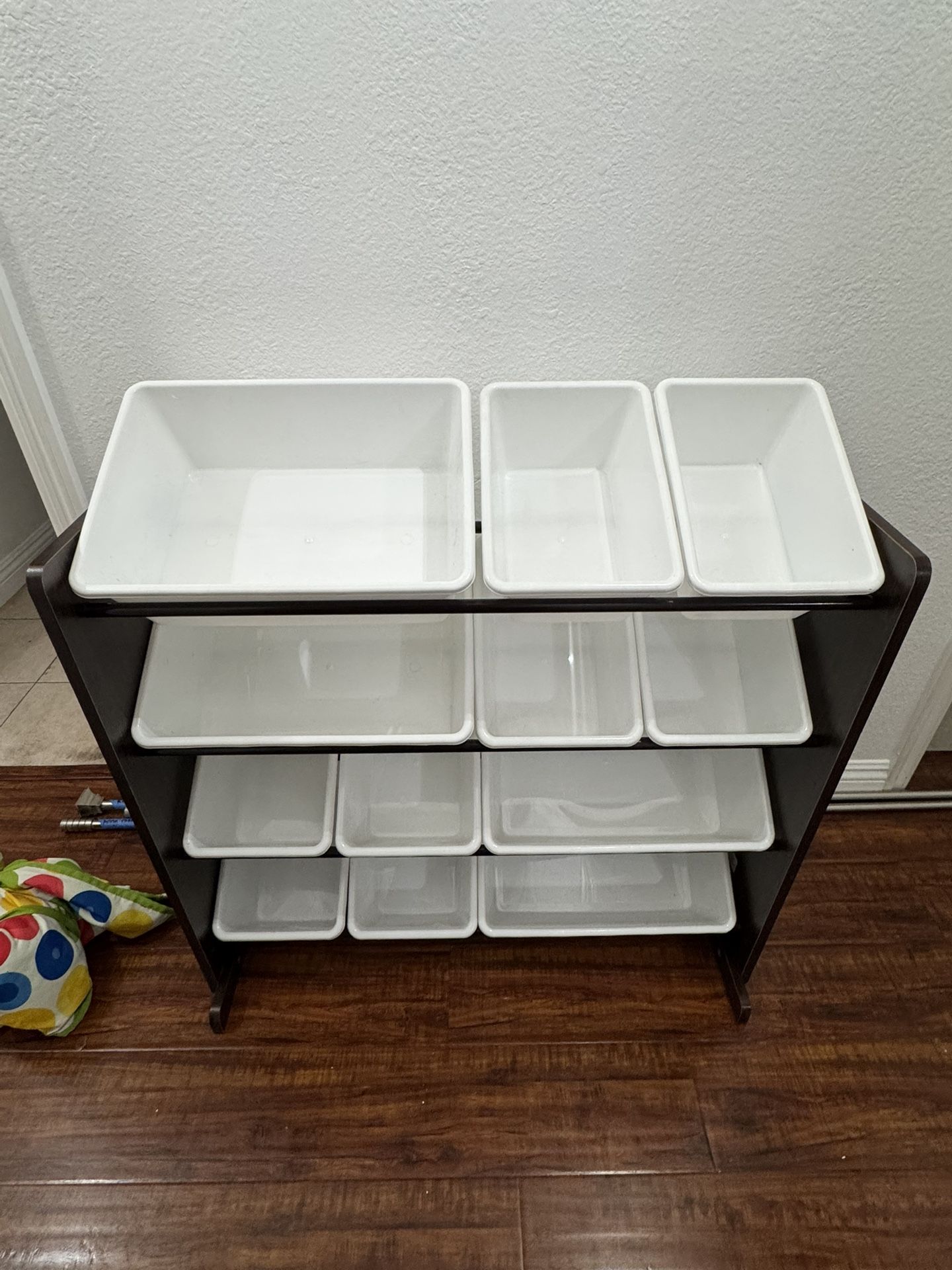 Humble Crew toy storage organizer with removable plastic bins expresso color 