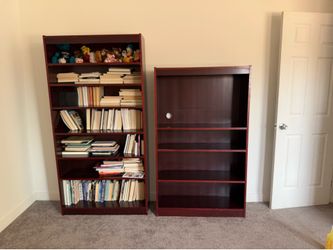 Set of 2 cherry wood bookcases