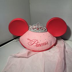Disney World Disneyland Parks Pink Princess Mickey Mouse Ears Hat With Veil