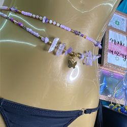 2 Piece Lavender Tie On Waist Bead Set