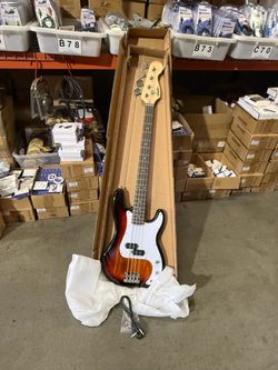 Sunburst Electric Bass Guitar with Cable