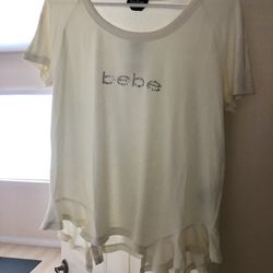 Bebe Ruffle Hem Rib Top  size L