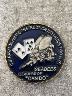 U.S. Navy Seabees NMCB 25 Challenge Coin – Spades & Clubs Build and Fight