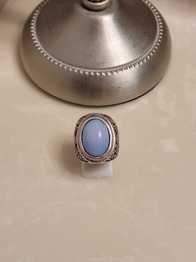 Silver Chunky Moonstone Ring Size 7