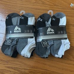 NWT RBX Men’s Cushioned No Show Socks 20 Pairs 