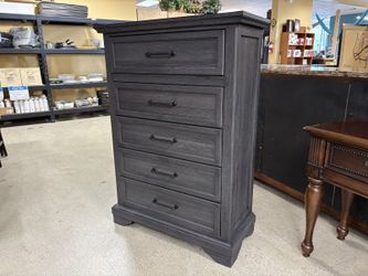 Dark Grey Classic 5-Drawer Tallboy Dresser