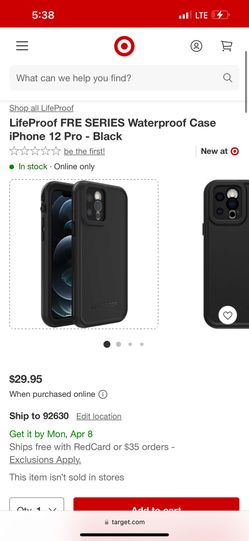 LifeProof FRE SERIES Waterproof Case iPhone 12 Pro - Black
