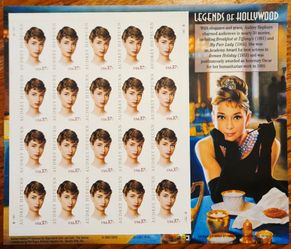 Audrey Hepburn Legends of Hollywood USPS Stamp Sheet