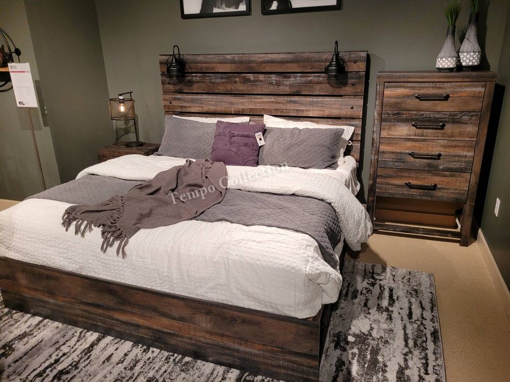 3 Pcs Bedrrom Set Queen Bed Frame Dresser and N.stand King Size is available too SKU#10B211SET