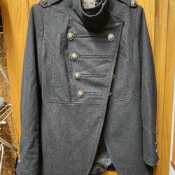 Military High Neck Peacoat ￼