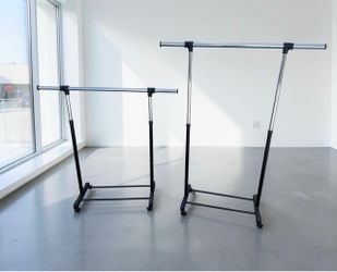 $20 each! Two Adjustable Height Rolling Clothes Garment Hanging Racks! Great condition!