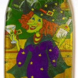 Witch Wine Bottle Cheese Serving Tray Tempered Glass Cutting Board