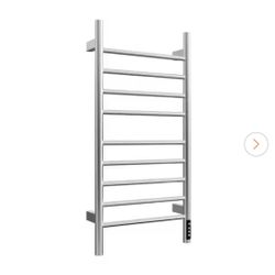 8-Bar Wall Mounted Plug-in and Hardwired Electric Bathroom Towel Warmer Drying Rack Towel Heater in Brushed Nickel