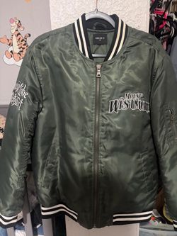 Medium green bomber varsity jacket mt rushmore