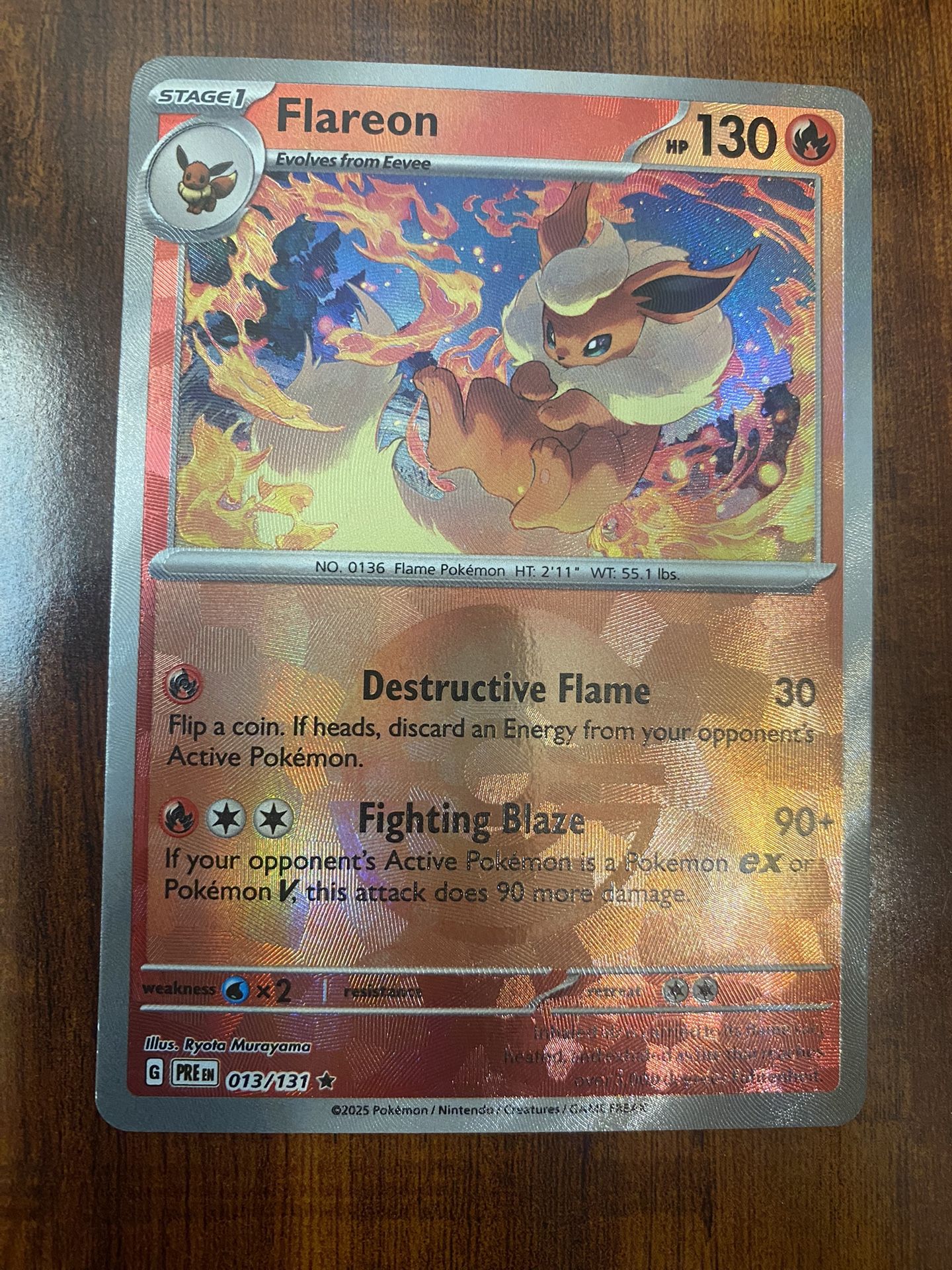 Pokemon Flareon 13/131 Poke Ball Prismatic Evolutions Holo Rare NM/M PACK FRESH!